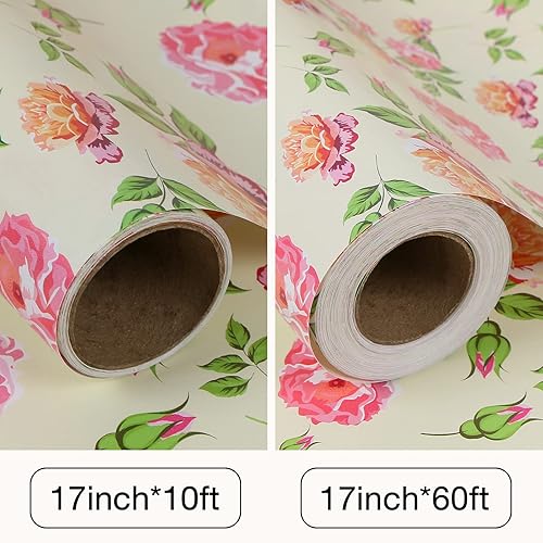 Vista 188 de Aimyoo Rollo de papel de estraza floral, papel de regalo de flores vintage para todas las ocasiones, para bodas, cumpleaños, despedidas de soltera