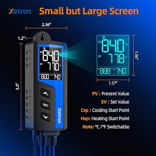 Miniatura 3 de Xetron Controlador de temperatura digital con calefacción de refrigeración con salida precableada de encendido y apagado controlador de termostato