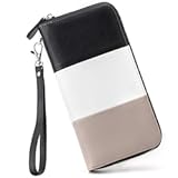 Womens Wallet RFID Blocking Genuine Leather Multi Credit Card Large Capacity Zip Around Clutch Travel Purse Wristlet