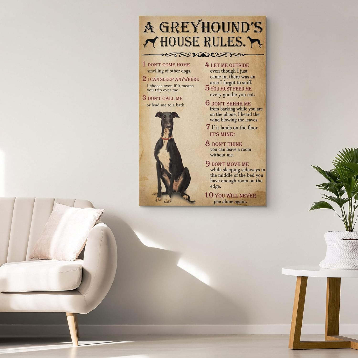 LBS4ALL Tin Sign Greyhound House Rules Pets Rules Wallpapers Metal Sign Art Tin Metal Poster Gift