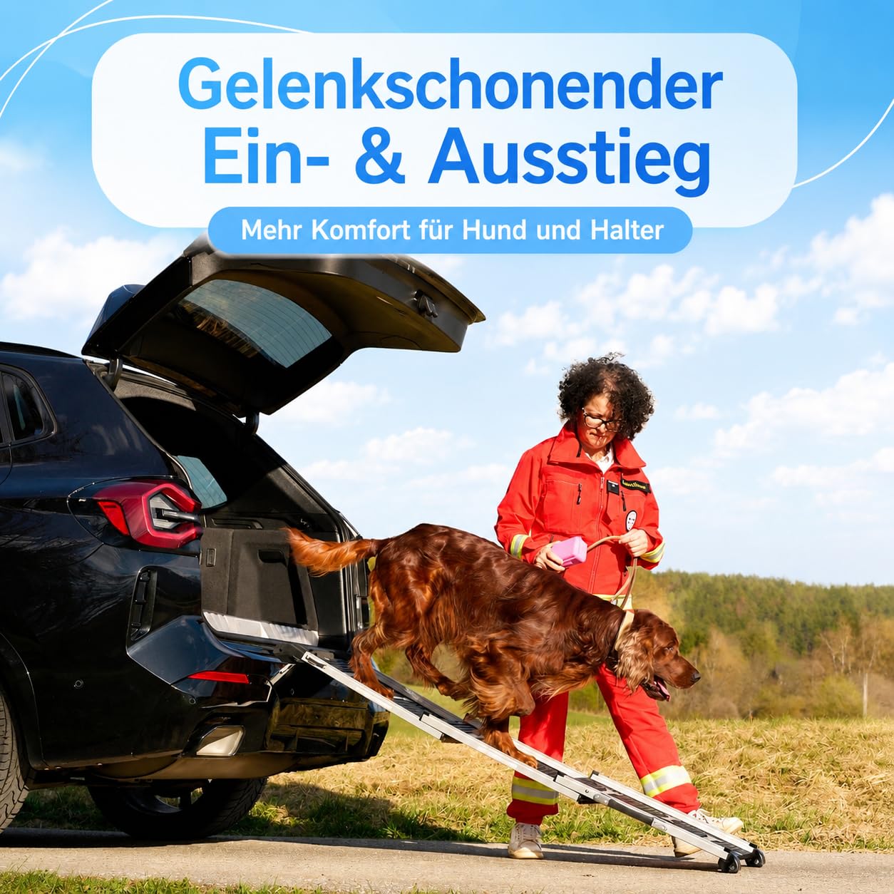 Hunderampe Teleskop rutschfest Alu 90kg Hundetreppe für Große Kleine Hunde Auto SUV Sofa Bett Rückbank Klappbar Einstiegshilfe Ausstiegshilfe Lang Breit Reise Kofferraum Autorampe