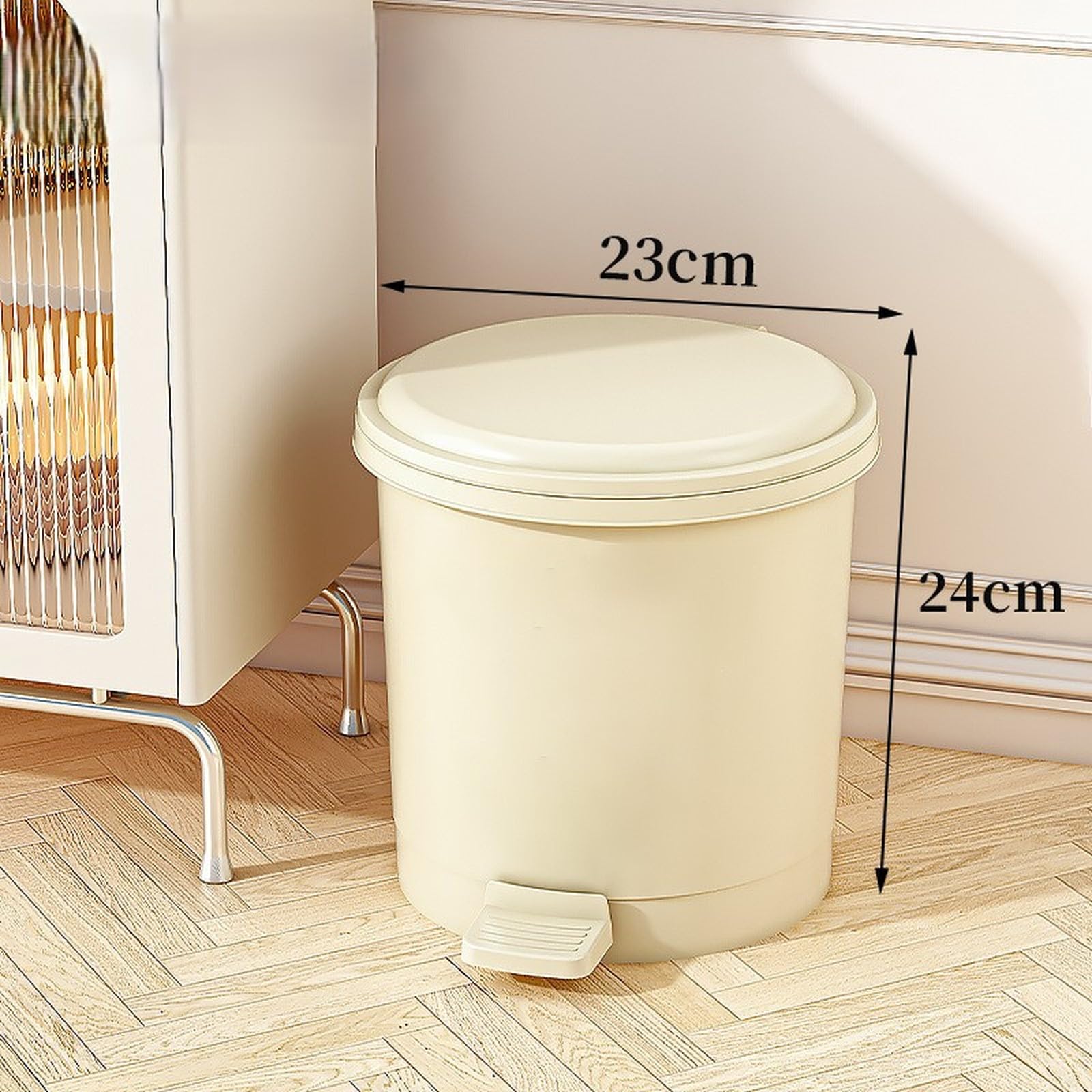Genérico Cubo de basura redondo con pedal y cubo interior, 12 L+, sellado y a prueba de olores, para salón y cocina.