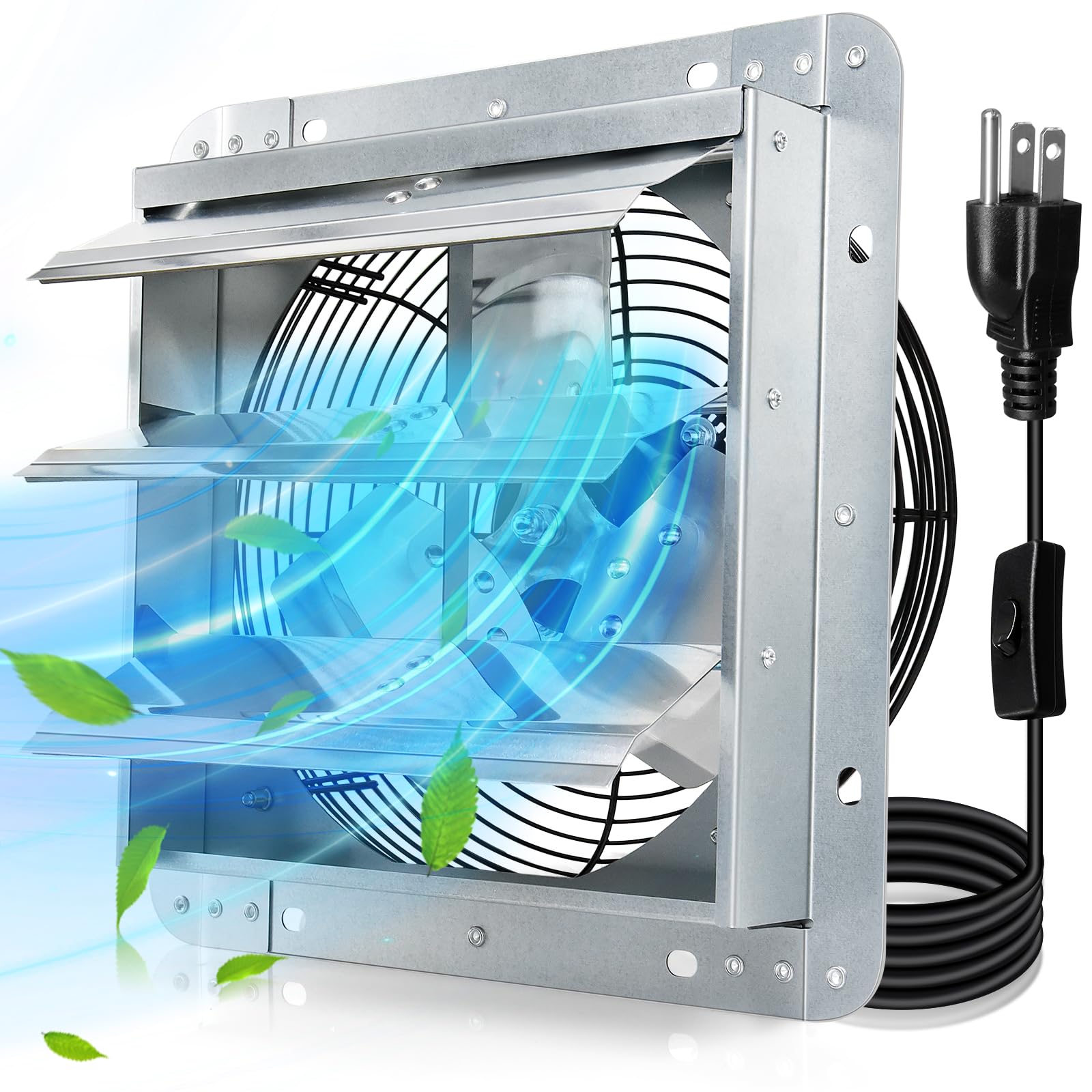 Wall Mounted Fan Greenhouse Fan 12 Inch Shutter Exhaust Fan, Aluminum Wall  Mounted Garage Fan, image size:1600x1600