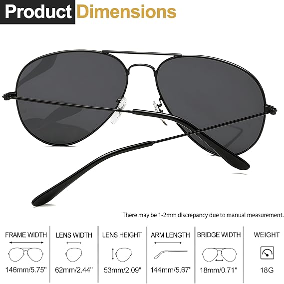 Joopin 3 Pack Aviator Sunglasses for Women Men UV Protection Teardrop | Teardrop, Wire Metal Frame, TAC Lens, Silicone Nose Pads, Lightweight, Driving, Fishing, Camping, Hiking