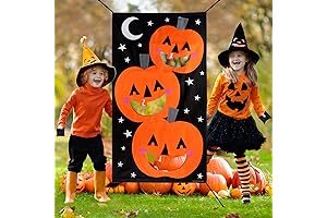 AerWo Pumpkin Bean Bag Toss Games for Kids Halloween Decorations Part