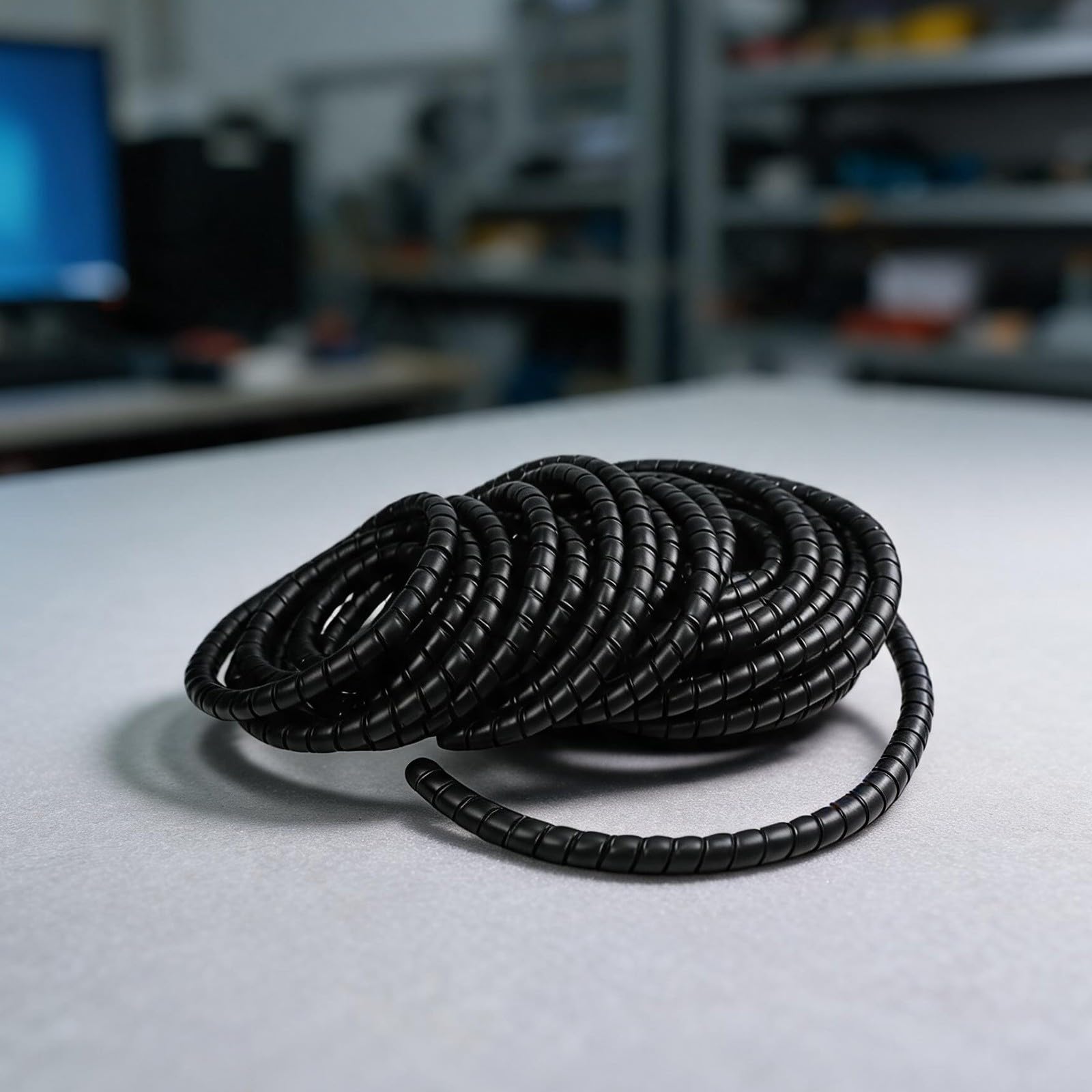 Manguera protectora de alambre en espiral de 20 mm - Tubo de gestión de cables PP de 25 m para cables eléctricos, manguera hidráulica y organización de oficina o taller, color negro
