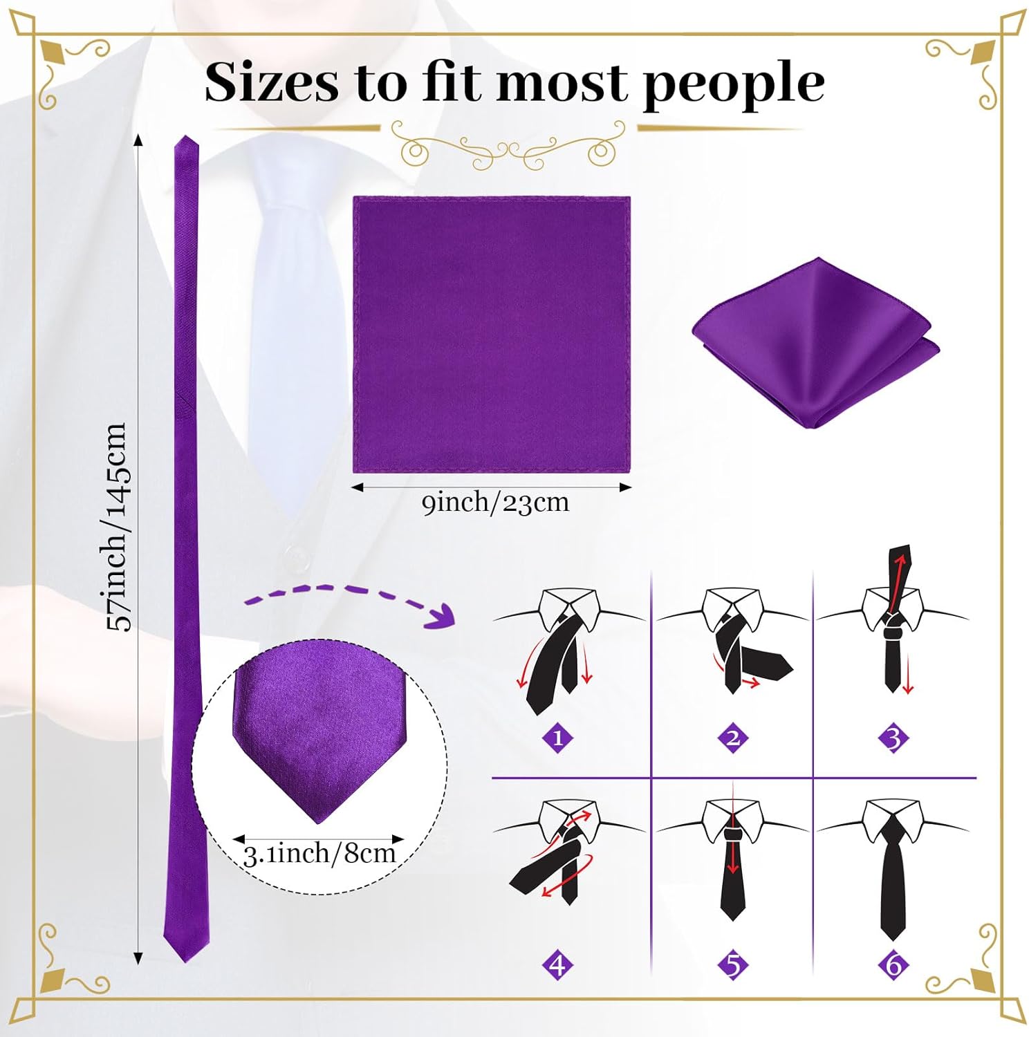 Zhanmai 24 Pcs Men's Ties and Pocket Square Set Bulk Solid Color Tie Handkerchief Satin Business Formal Necktie for Wedding - Image 2