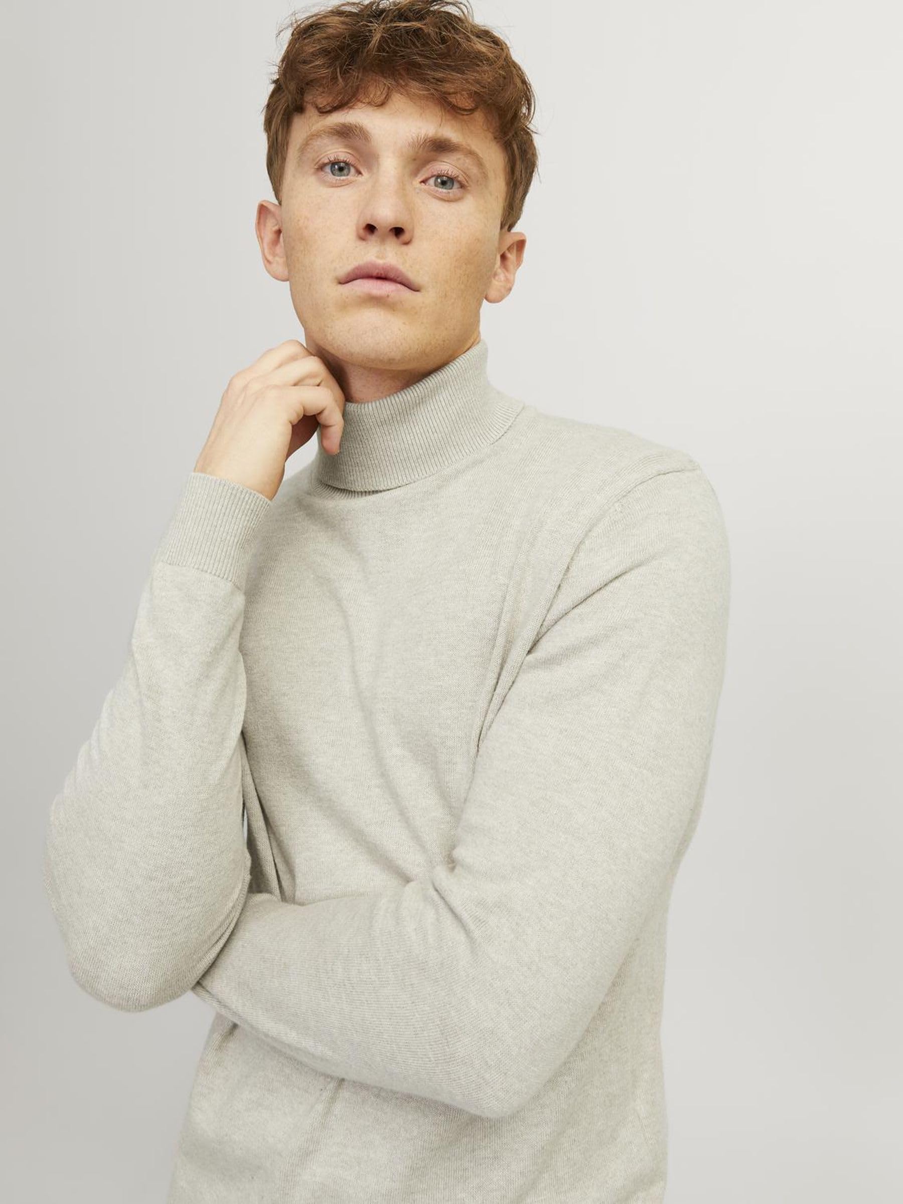 JACK & JONES Uomo Maglione Sottile a Dolcevita Maglione a Collo Rotondo Classico a Maniche Lunghe JJEEMIL