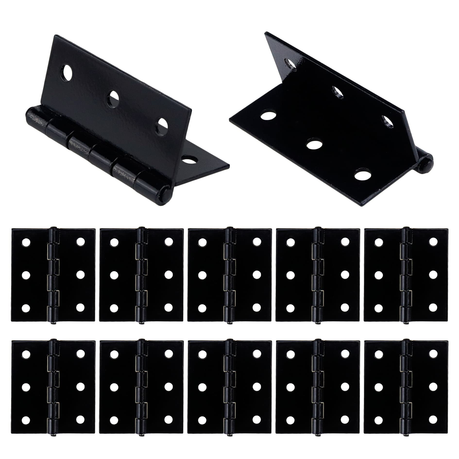 Charnières en fer pour armoire et meuble en bois noir mat 2 pouces Tulead (Pack de 12)