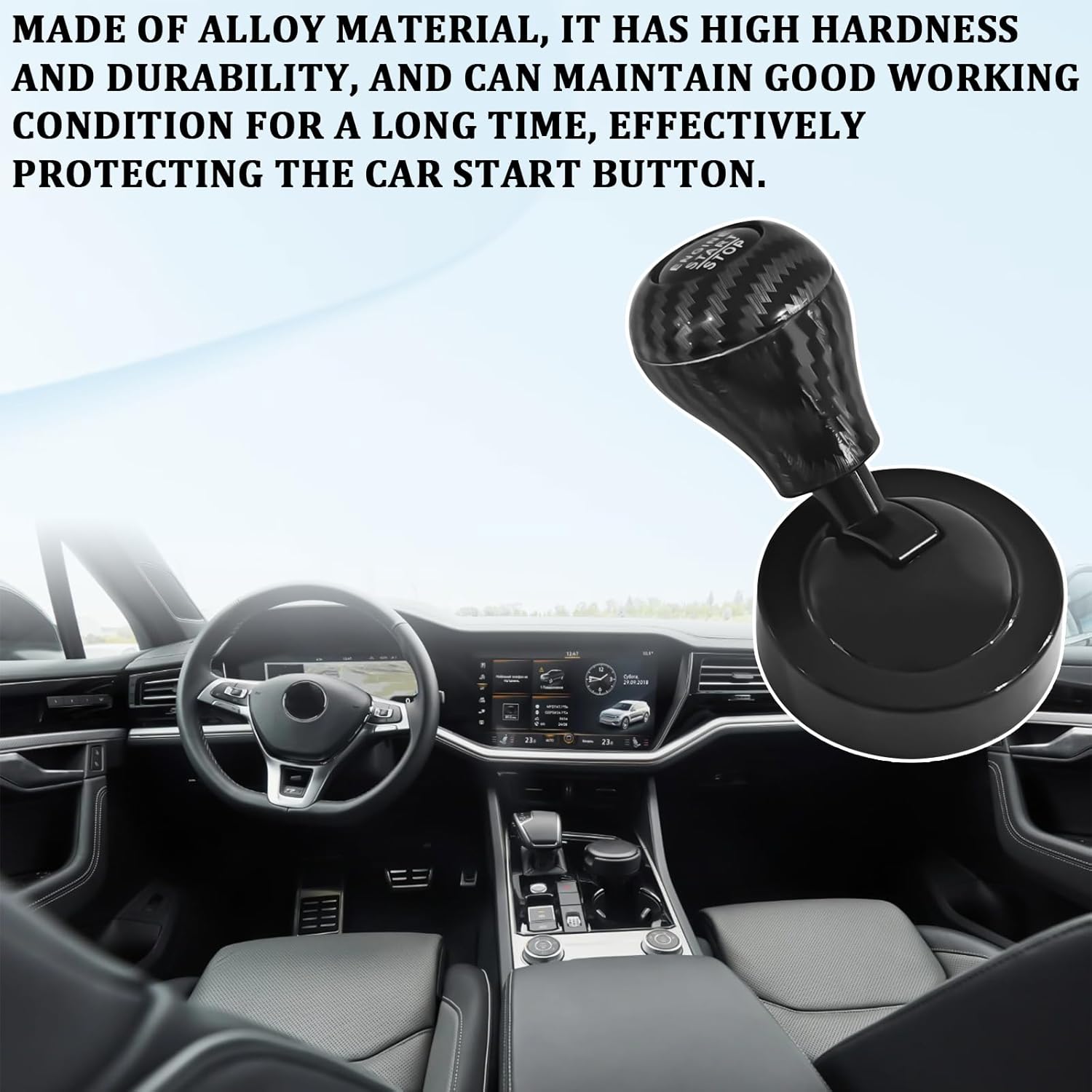 Car Joystick Push to Start Button Cover, Universal Auto Interior One-Touch Starter Protector, Metal Alloy Engine Start Stop Rocker Lever Accessories Fits Most Vehicles（1PCS