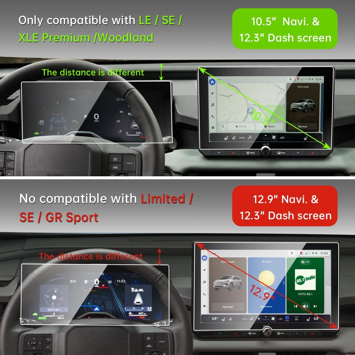 INTGET 2 PCS Screen Protector for 2026 Toyota RAV4 Accessories XSE Limited GR Sport 10.5-inch Navigation GPS & 12.3-inch Dashboard Tempered Glass HD Center Touch Screen Protective Display (10.5+12.3inch RAV4 2026)