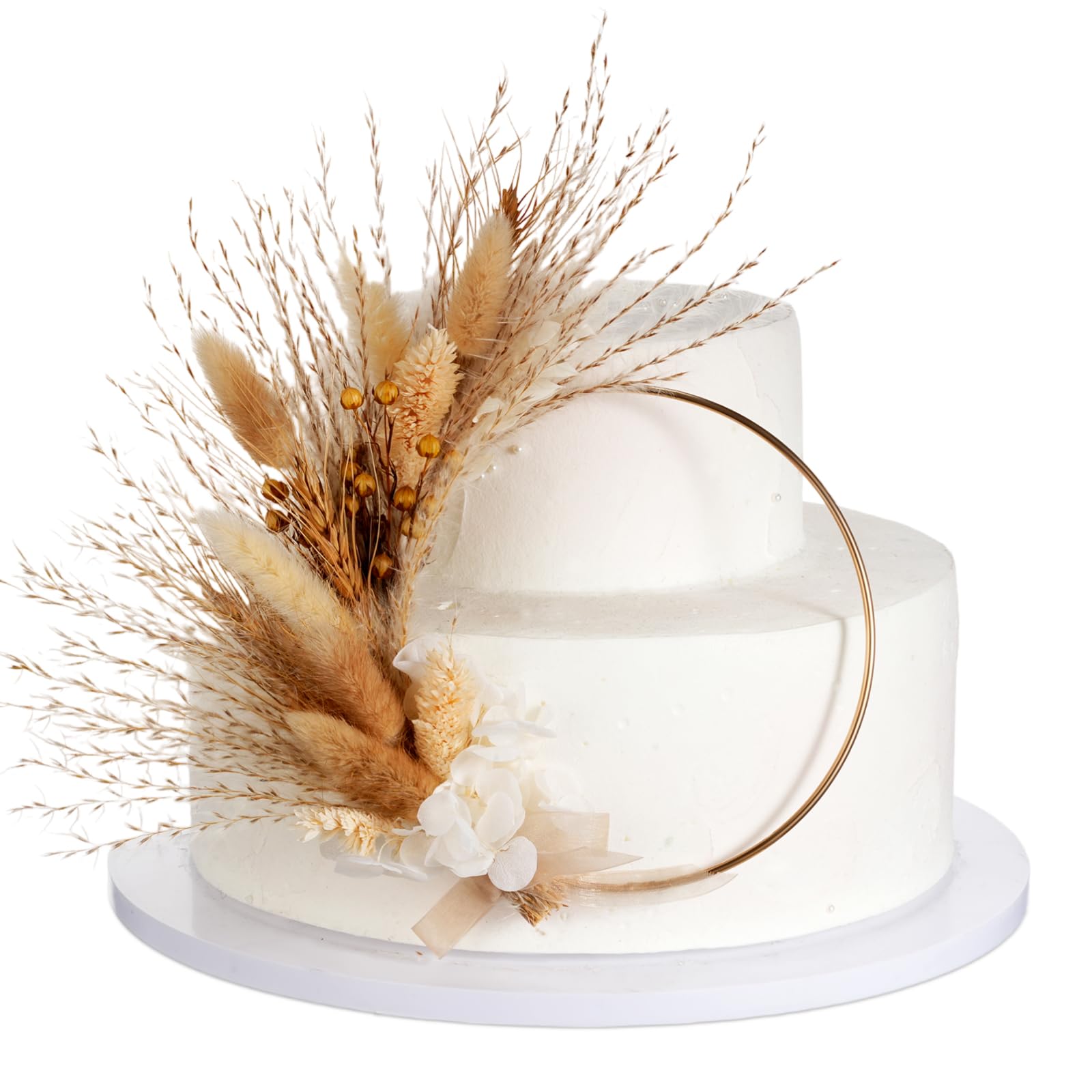Kigley Boho Cake Topper Decorations Pampas Grass Dried Flower Pampas Cake Topper Wedding Decor for Birthday Wedding Bridal Shower Party Supplies