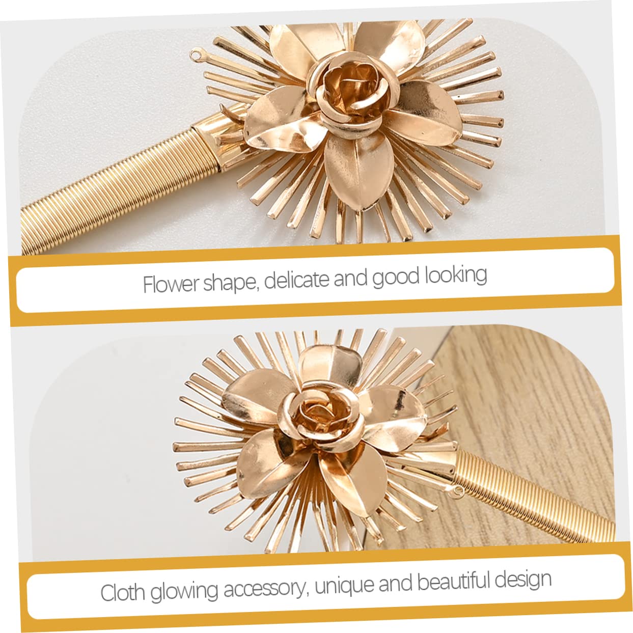 Abaodam 6stücke Flexible Metall Gardinen Raffhalter Mit Blüten-Design Moderne Vorhang Halterungen Für Eleganten Und Büro Goldene Farbgestaltung