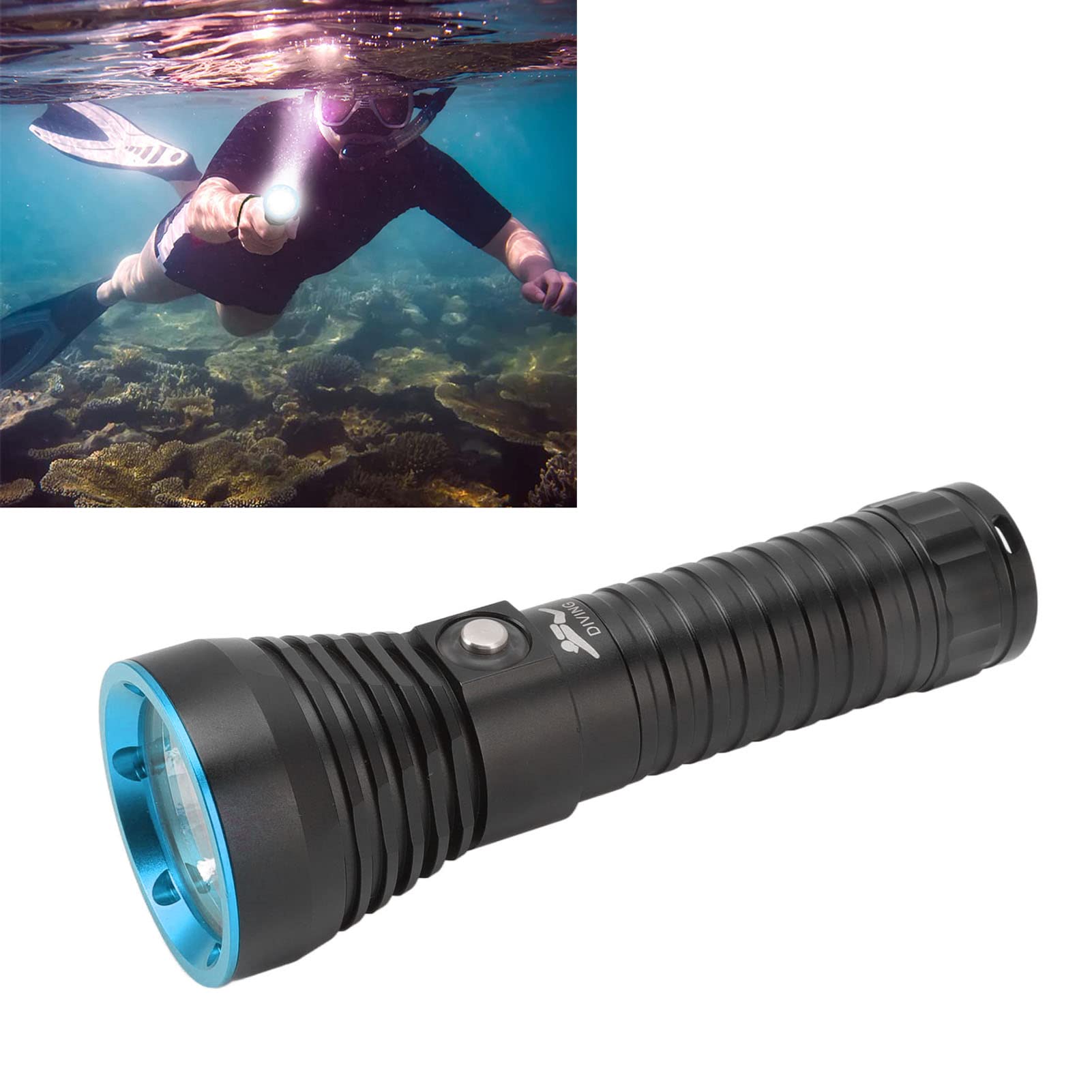 3000LM Tauchtaschenlampe, Helle LED-Tauchlampe, IPX8 (Blau)