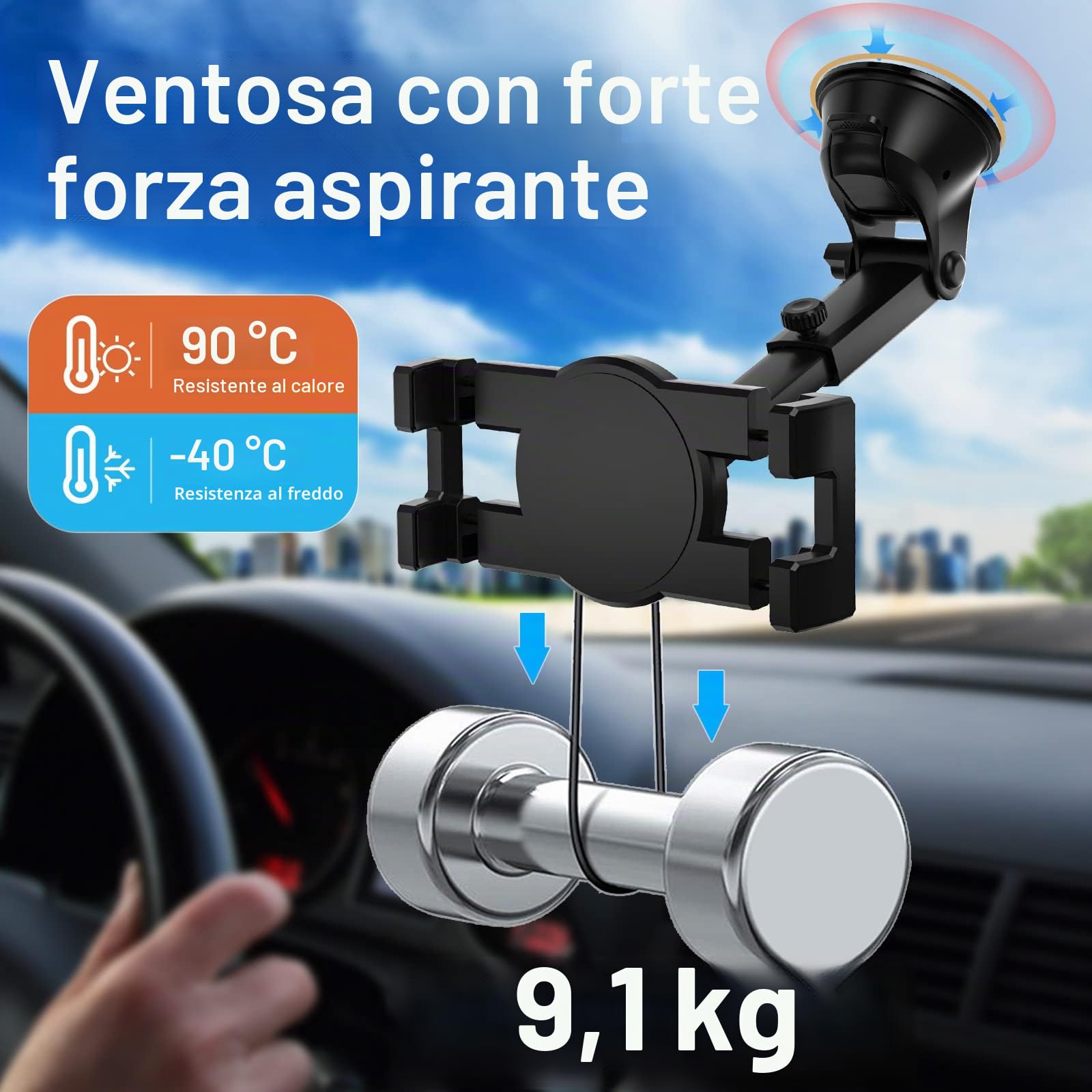 Supporto Tablet Auto, 3-in-1 Porta Tablet Auto Ventosa | Supporto Cruscotto Parabrezza Bocchetta Aria [Super Aspirazione & Stabile] per iPad Pro Air Mini, Galaxy Tabs, iPhone, 4-13"