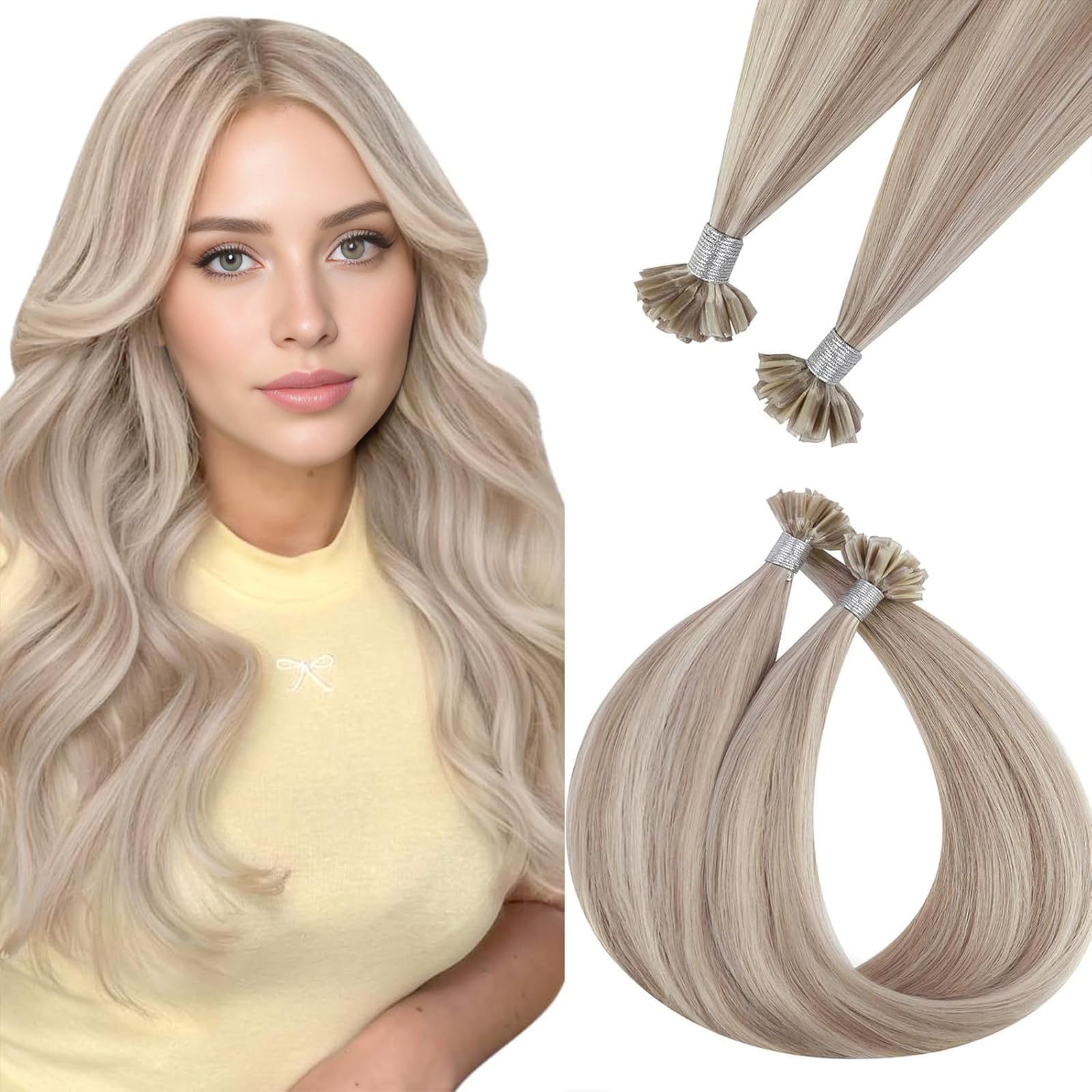 Easyouth U Tip Hair Extensions Brown Keratin Tip Hair Extensions Real Human Hair Darkest Brown Keratin Hair Extension Human Hair with Natural Texture 18Inch 50G 1G/S — view 34