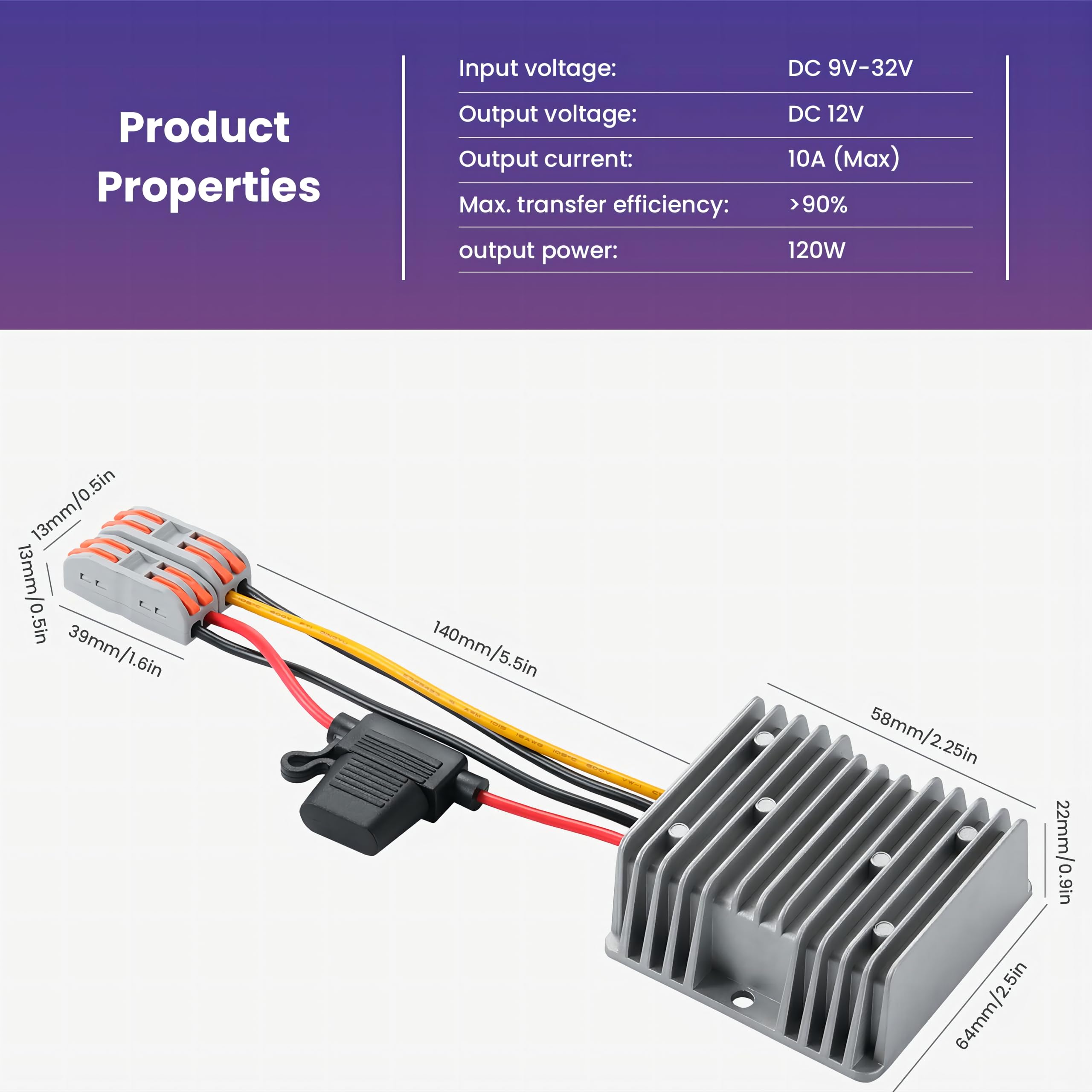 Step Down 9V-32V à 12V 10A 120W DC DC régulateur de Tension 12v Transformateurs Module d'alimentation Abaisseur Convertisseur de Tension