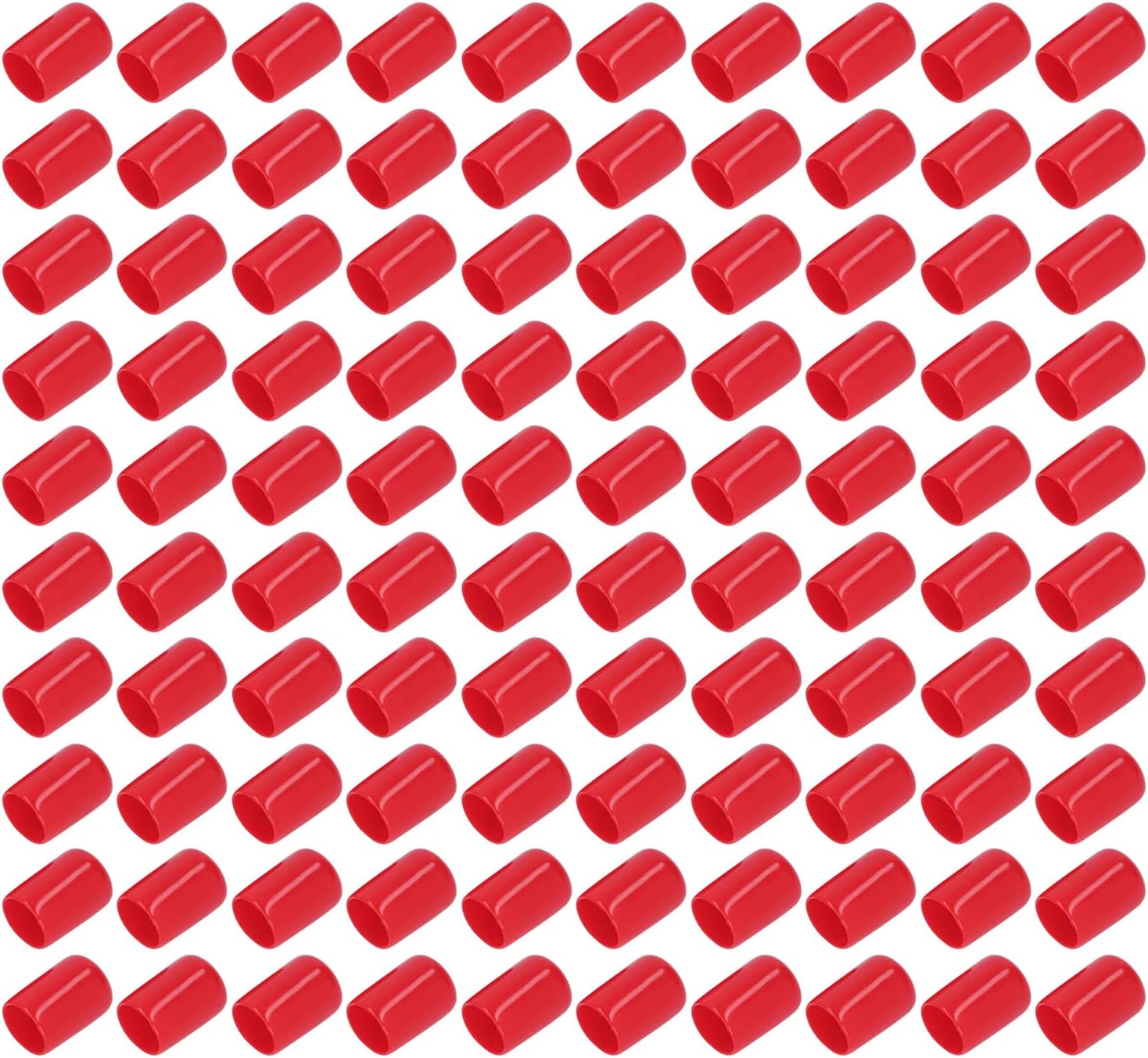 End Cover, 100Pcs PVC Round End Cover, Red Cover Screw Thread Protectors Assortment Kit, Collated Screws (12mm)