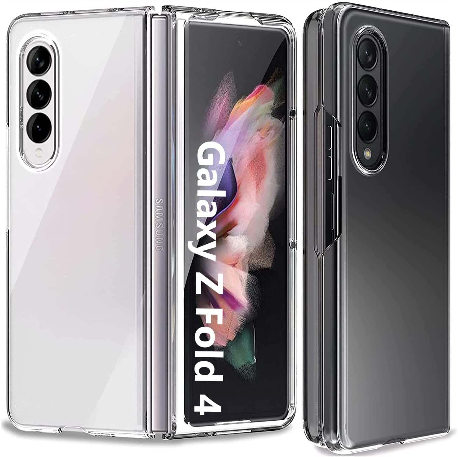 Muzz Case for Samsung Galaxy Z Fold 4 Case [Slim Fit] Hard Transparent PC Cover, Shock-proof Bumper Phone Case for Samsung Galaxy Z Fold 4 5G 2022- Crystal Clear