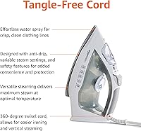Vista 4 de Yaxa Basics Steam Iron for Clothes with Safety Auto Shut-Off, Handheld Garment Steamer, Wrinkle Remover, Stainless Steel Soleplate, Anti-Drip
