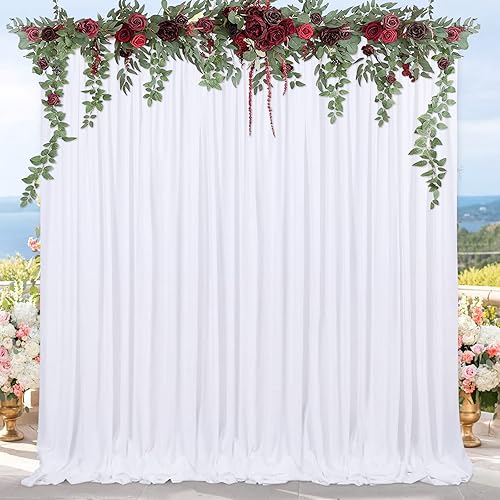 Miniatura 8 de 2 paneles de cortinas de fondo blancas de 5 x 8 pies, cortinas de fondo de fotos de poliéster para bodas, fiestas, baby shower, decoraciones de