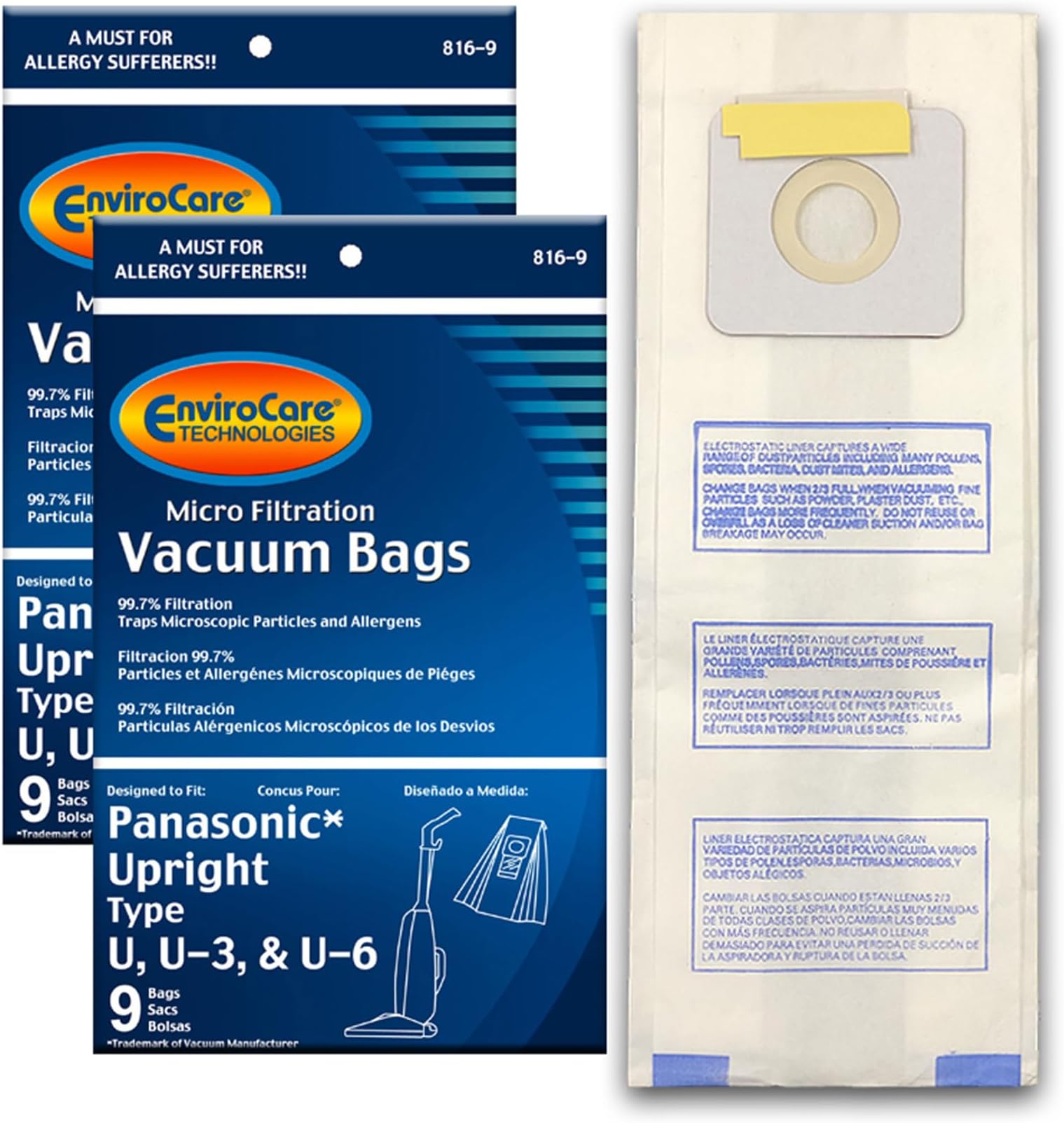 Panasonic Type U, U3, U6 Allergen Micro Filtration Vacuum