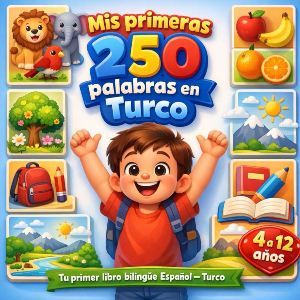 Mis primeras 250 palabras en Turco: Diccionario ilustrado bilingüe español–turco para niños y principiantes – 250 palabras básicas para aprender turco fácilmente.