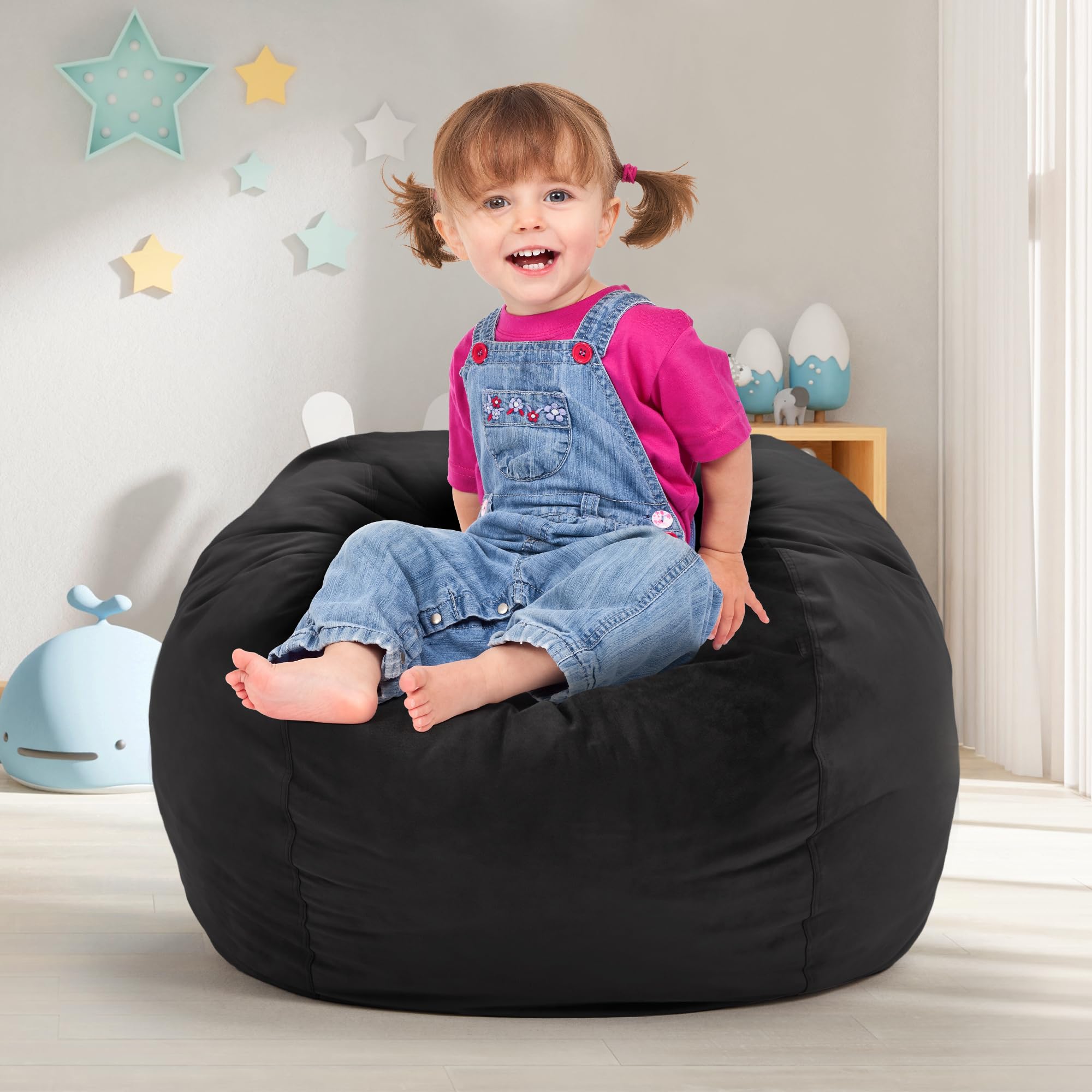Hobestluk Bean Bag Chairs 2.5FT Bean Bag Chair with Memory Foam Filled & Machine Washable Cover,Beanbag Chair, Small Bean Bag Chairs for Playroom,