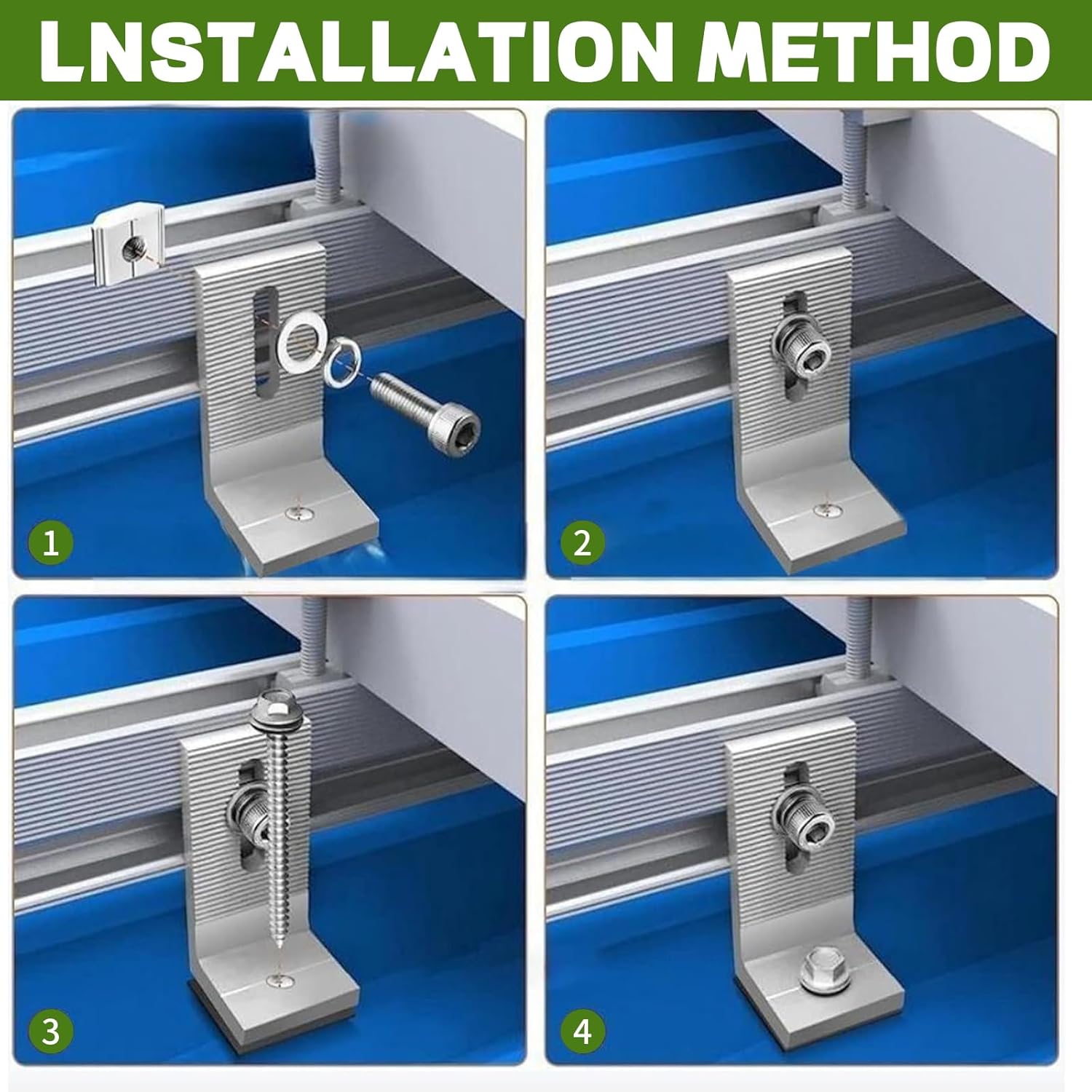 6 Pack Solar Mount L-Bracket with Hardware, Aluminum Alloy Photovoltaic Solar Panel Mounting L Brackets for RV Boat Off Grid Roof, Motor Home Roof