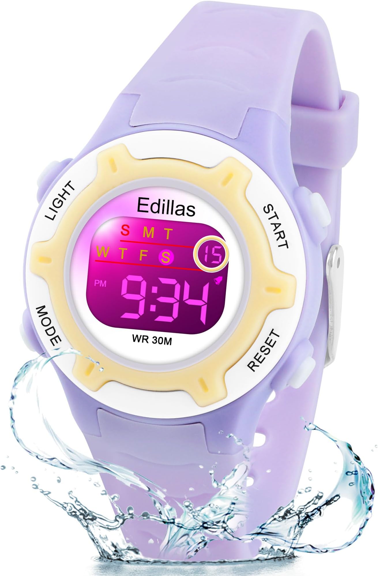 Edillas Kids Watches Digital Girls Boys, 7 Colors Light Wrist Watch for Child Waterproof Sport Outdoor Multifunctional Wristwatches with Stopwatch/Alarm for Ages 4-15