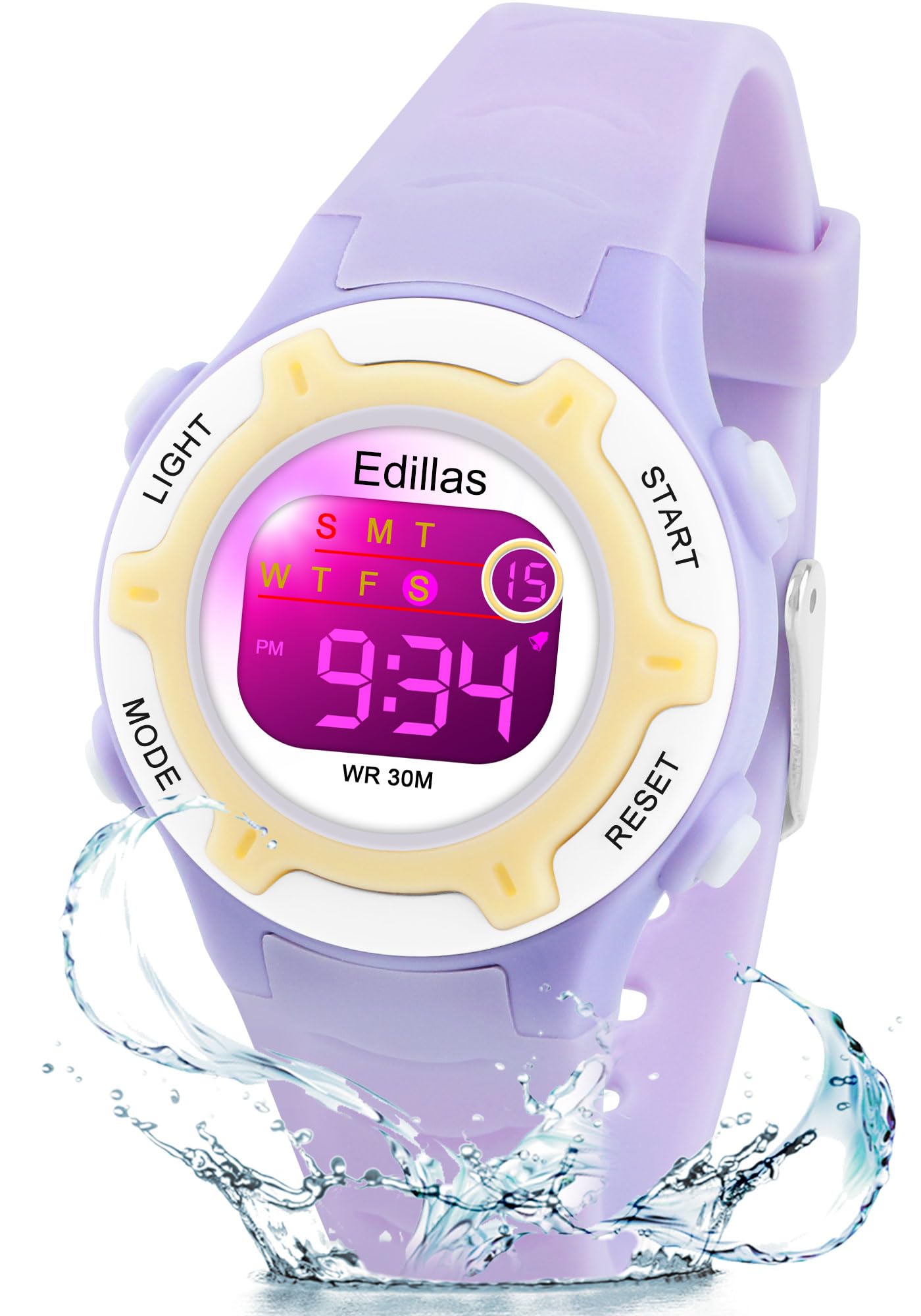 Kids Watches Digital Girls Boys, 7 Colors Light Wrist Watch for Child Waterproof Sport Outdoor Multifunctional Wristwatches with Stopwatch Alarm for Ages 4-15