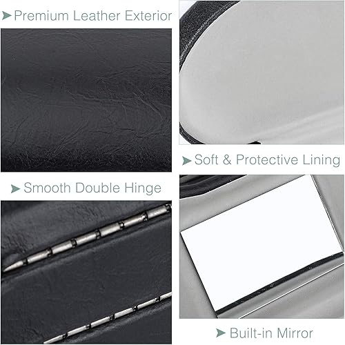 Miniatura 4 de MoKo Estuche Doble para Anteojos, Estuche para Lentes de Contacto con Espejo y Pinzas Removedoras, 2 en 1 de Doble Cara Portátil Caja Soporte