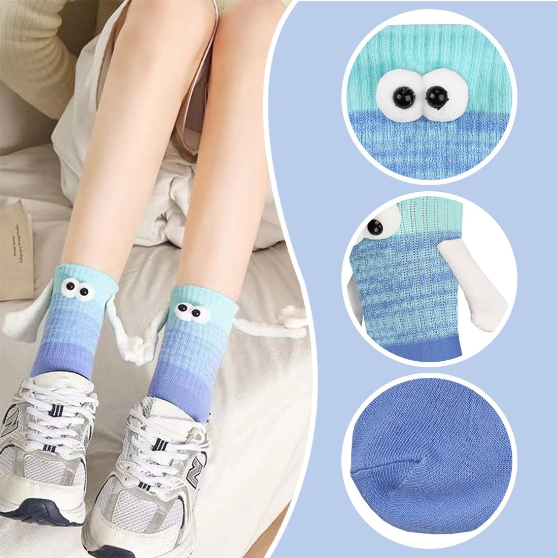 de calcetines magnéticos divertidos,Mediano Tubo Calcetines, calcetines 3d mano en la mano para mujeres hombres, par unisex divertido con las manos, calcetines para pareja