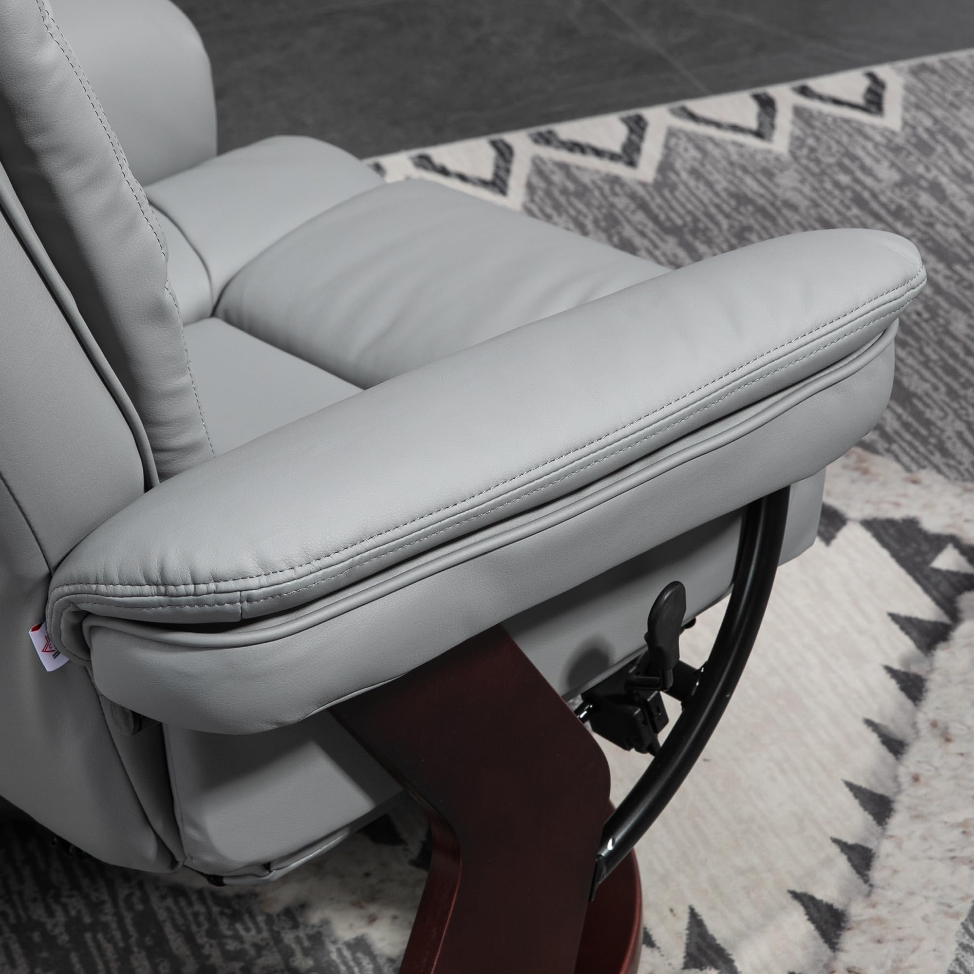 HOMCOM Relaxsessel mit Hocker 360°Drehbarer Fernsehsessel mit Liegefunktion TV-Sessel Ruhesessel bis 130 kg belastbar für Wohnzimmer Kunstleder, Grau