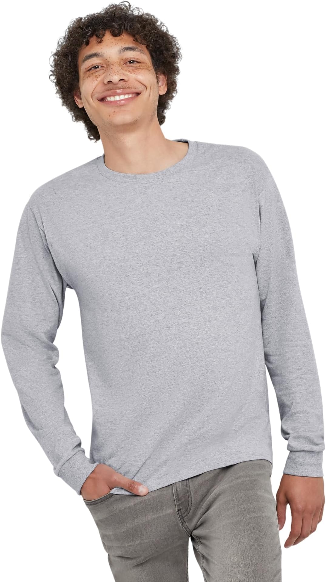 mens Essentials Long Sleeve T-shirt Value Pack (4-pack) Essentials Long Sleeve T-shirt Pack, Crewneck Cotton Tees, 4-pack (pack of 4)