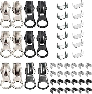 #5 Zipper Repair Kit Replacement Slider: YZSFIRM 12 Pcs Zipper Slider Replace Metal Plastic and Nylon Coil Zippers - Fix a Zipper Bottom Stop End and Top Stop