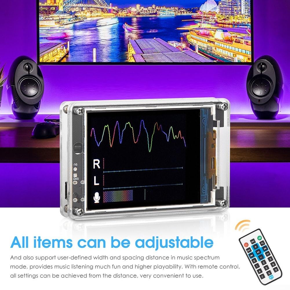 Echtzeit-Musik für Spektrum-Visualizer-Uhr mit Mikrofon und Line-Audio-Eingang, Stereo-Display und 12h/24-Stunden-Zeitformatumschaltung