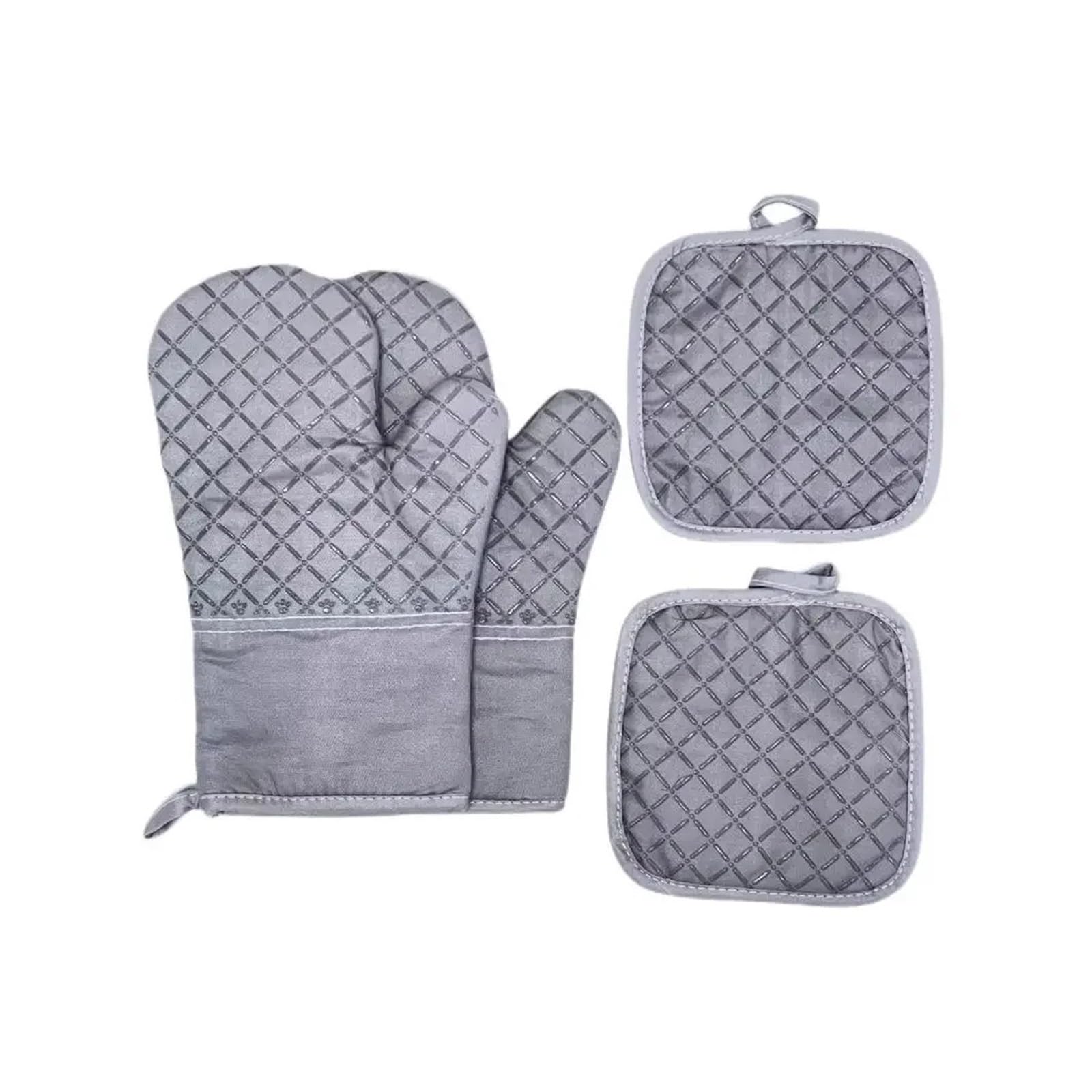 Oven Gloves Anti-scald Gloves Microwave Cotton Baking Anti-scalding Heat Resistant Oven Mitts Bakeware Insulation(4PCS grey)