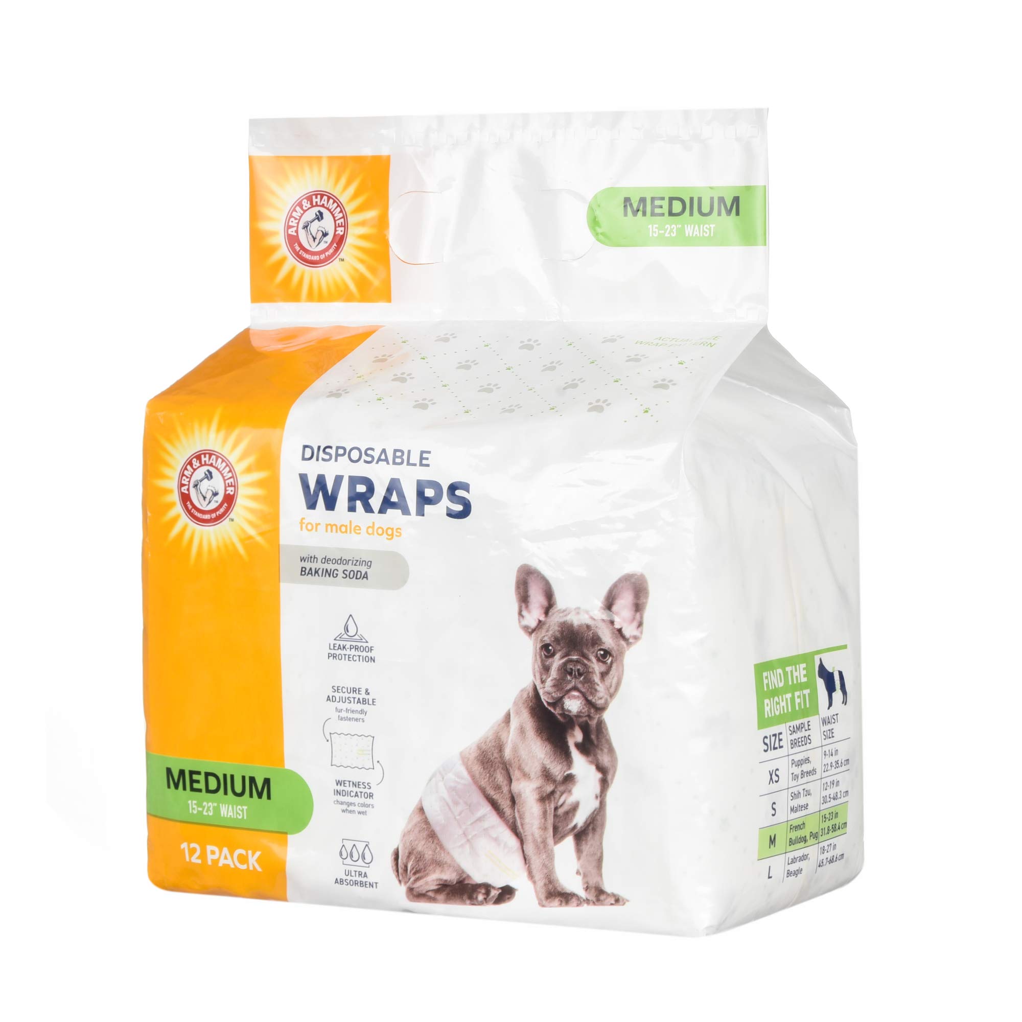 Arm & Hammer Pañales para perros machos, ultraabsorbentes, ajustables, con protección a prueba de fugas e indicador de humedad (paquete de 6, 72 unidades en total)