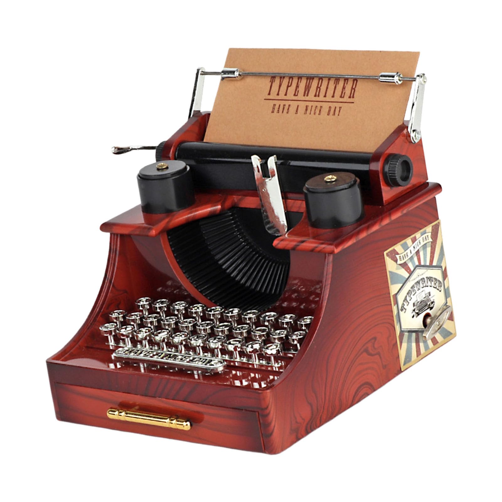 TFAOYS Nostalgic Typewriter Shape Music Box for Home Decors Playing Melodious Tunes Wind Up Swinging Musical Ornament Melodies Music Box