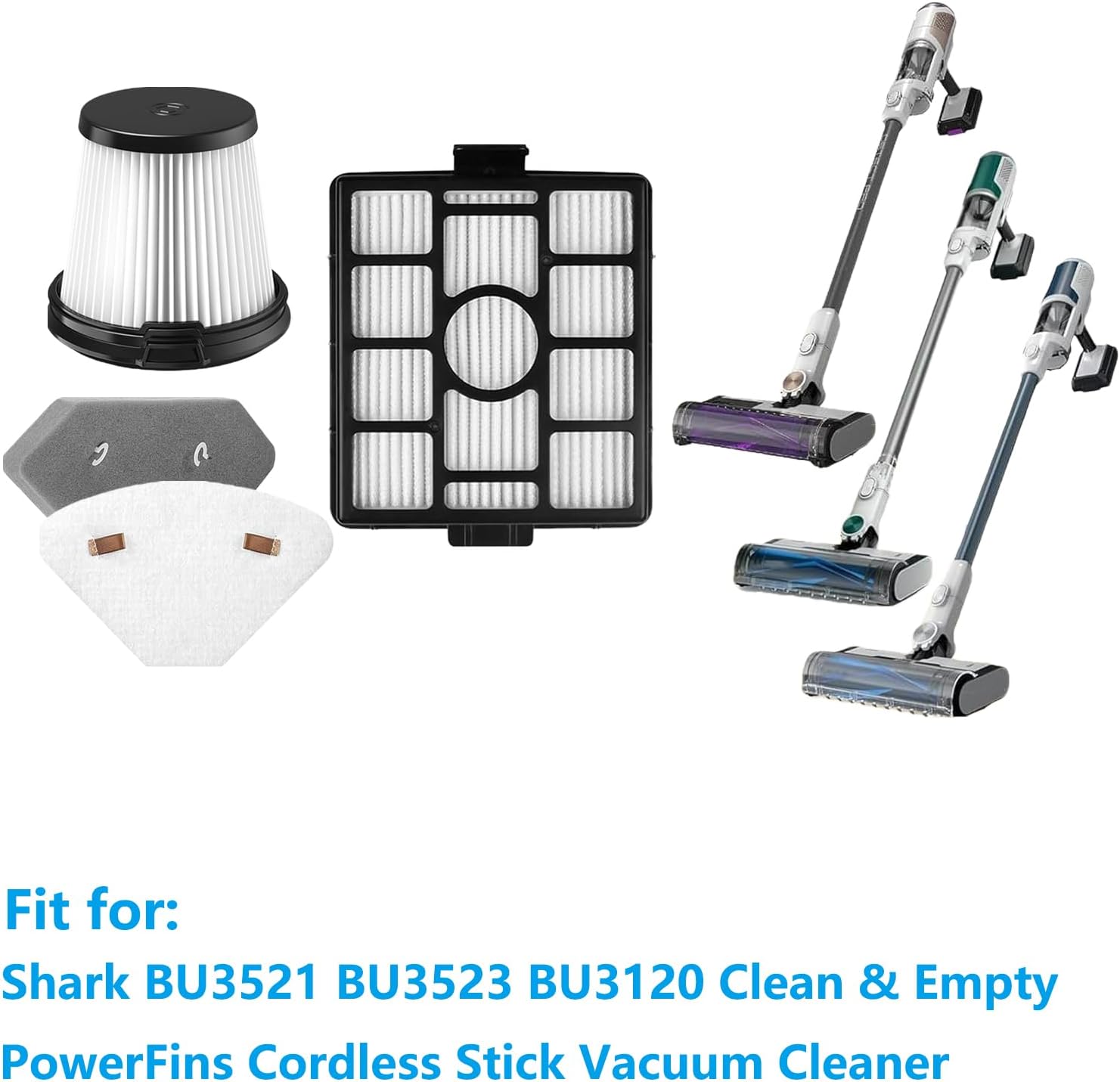 BU3521 BU3523 BU3120 HEPA Filter Accessories Compatible with Shark BU3521 BU3523 Clean & Empty Lightweight PowerFins Cordless Stick Vacuum Cleaner Replacement Parts, 13 Pack