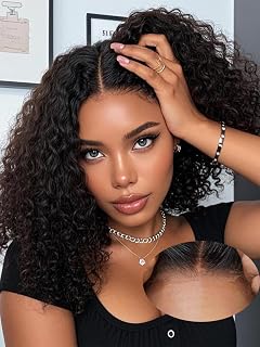 14 Inch Wear and Go Glueless Curly Bob Wig Human Hair Pre Plucked for Beginners,Deep Wave No Glue wigs,Pre cut Transparent Lace Front Wigs Natural Hairline for Women 200% Density