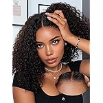 16 Inch Wear and Go Glueless Curly Bob Wig Human Hair Pre Plucked,Deep Wave No Glue wigs,Pre cut Transparent Lace Front Wigs Human Hair Natural Hairline for Women 200% Density Natural black