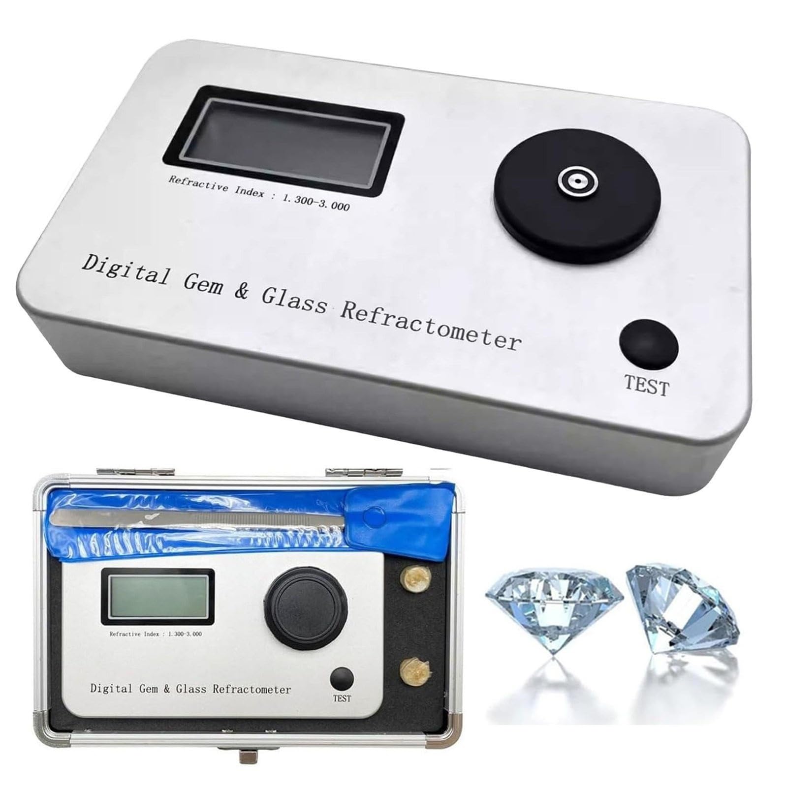 Mothdust Refractometro Digital de Gemas Probador de Joyas Profesional RI 1.300-3.000 Precision 0.001 Herramienta de Identificacion para Diamante Jade Cristal