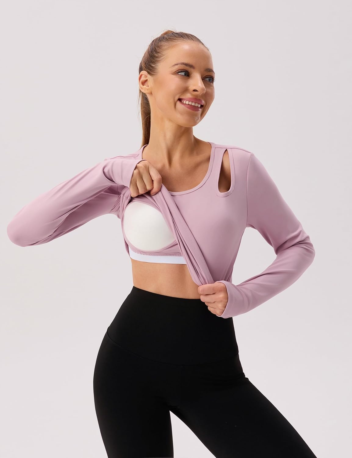 BMJL Womens Workout Tops Built in Bra Active Long Sleeve T Shirt Yoga Athletic Gym Clothes Crop Fall Shirts 2025 - Image 3