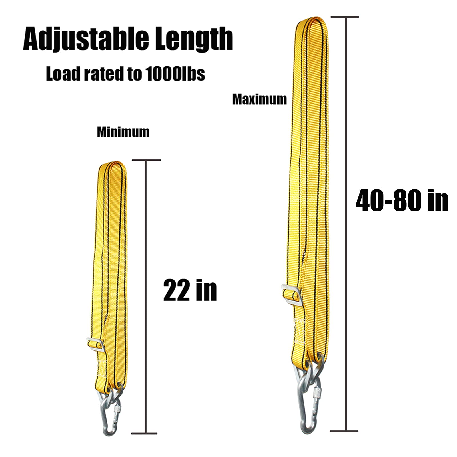 XMYANG Heavy Bag Hanger Strap - 1000lb Capacity Adjustable 22-40 Inch Boxing Bag Hanger Yellow