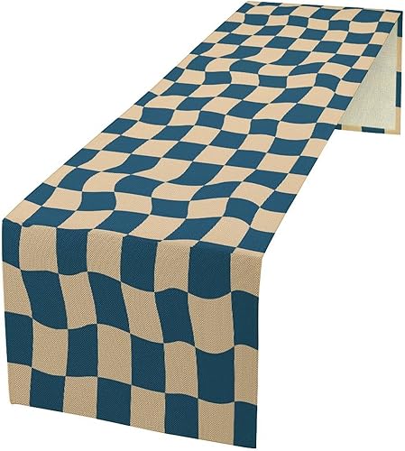 Miniatura 11 de Camino de mesa ondulado retro, abstracto, colorido, arcoíris, ondas, remolinos, lindo, bohemio, estético, para casa de campo, cocina, mesa de