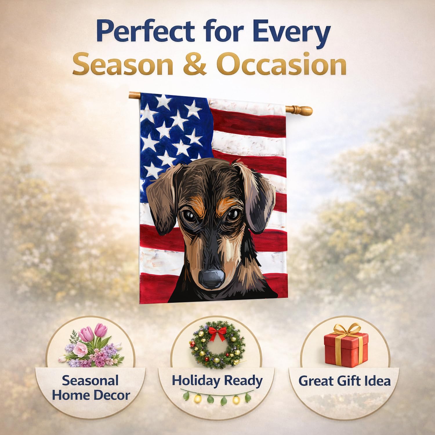 Caroline's Treasures CK6699CHF - Bandiera americana a forma di cane serbo, misura grande, multicolore