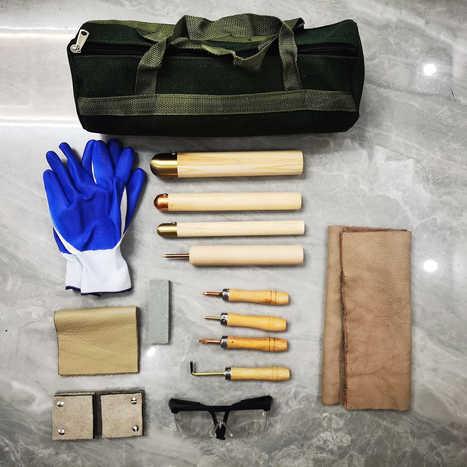 Pad-kit Für Flint-Knapping-Werkzeuge, Flint-Napping-Werkzeuge, Mit Kupfer-boppern, Druckabschlägern Und ISHI-Sticks | Obsidian-bastelset Mit Kerbwerkzeugen Für Die Kristallformung, Anfänger