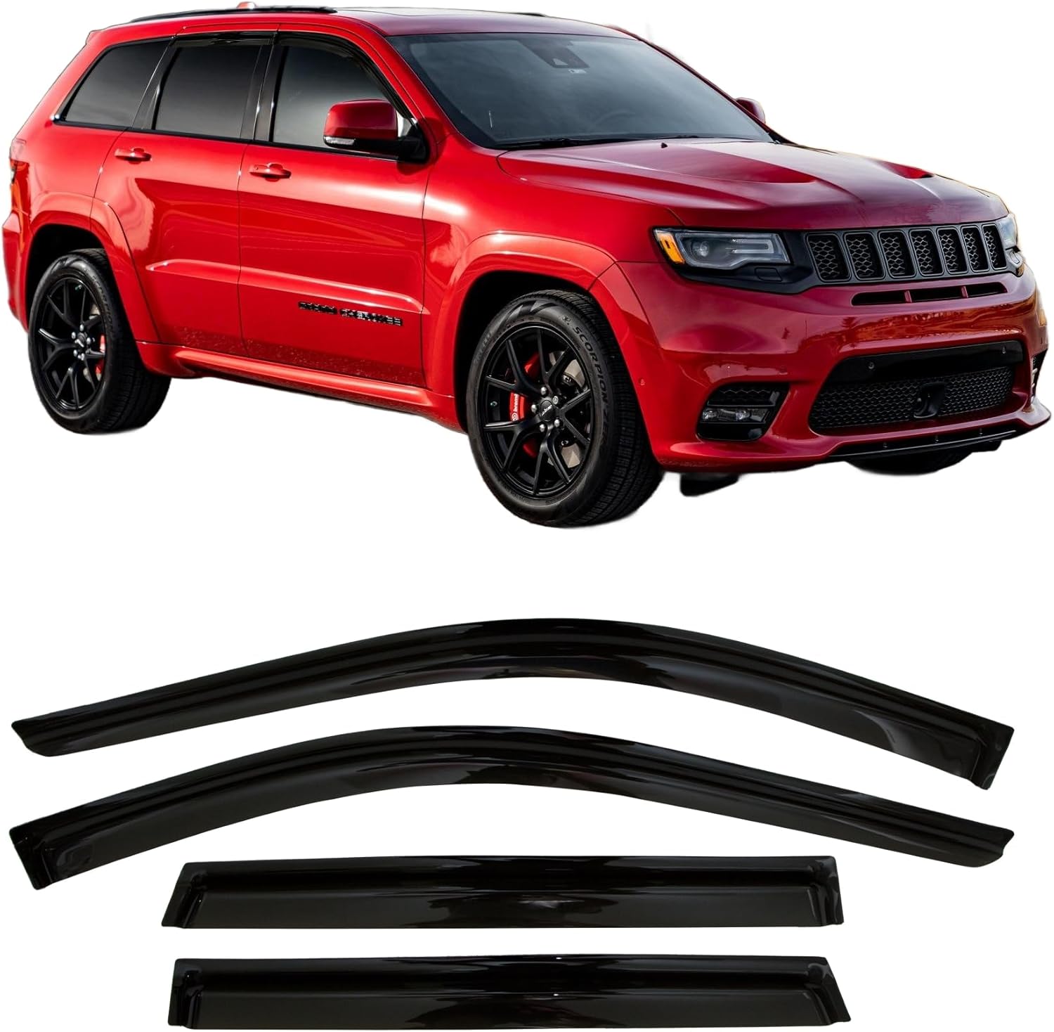 2014-2023 Side Window Visor Deflectors for Jeep Cherokee KL Latitude Altitude Limited Trailhawk X Smoke Tinted Rain Guards 2015 2016 2017 2018 2019 2020 2021 2022